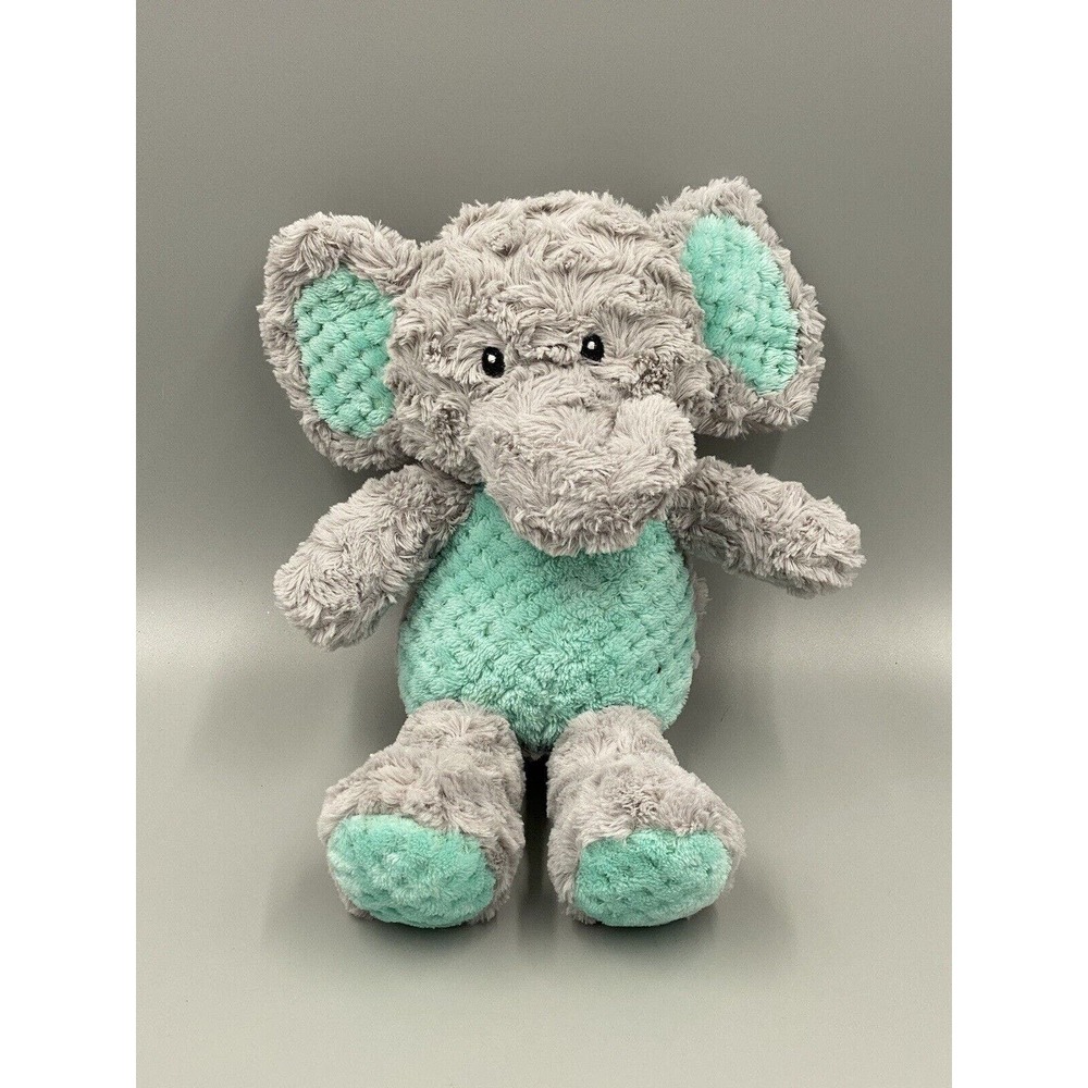 Spark Create Imagine Elephant Plush Animal Lovey Rattle Crinkle Toy Gray & Aqua